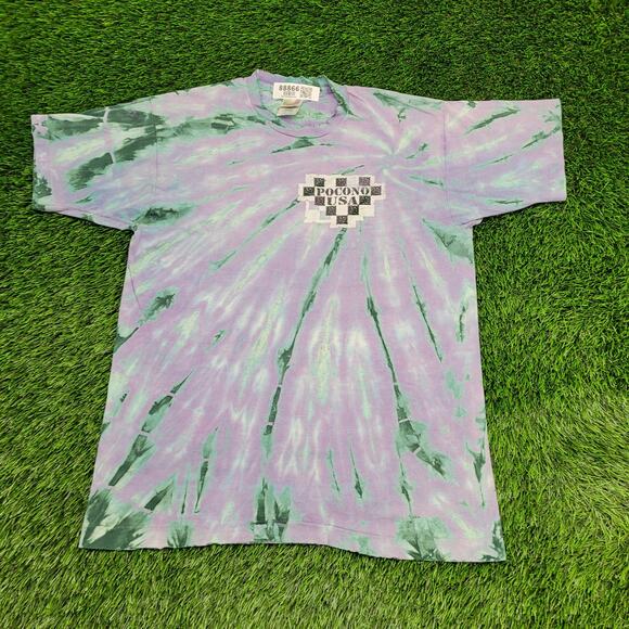 Vintage 90s Poconos Tie Dye Tee Mens M Single Stitch USA - Picture 1 of 13